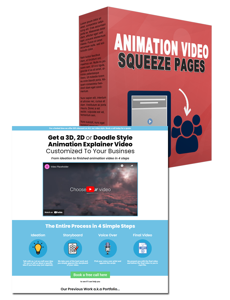 Animation Video Squeeze Pages mockup